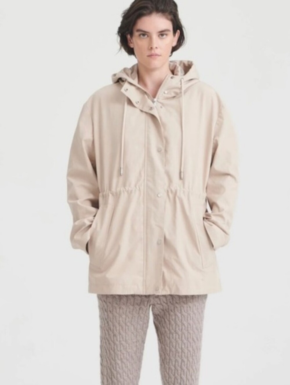 NAADAM Hooded Raincoat Women's Small Beige Cashmere Organic Cotton